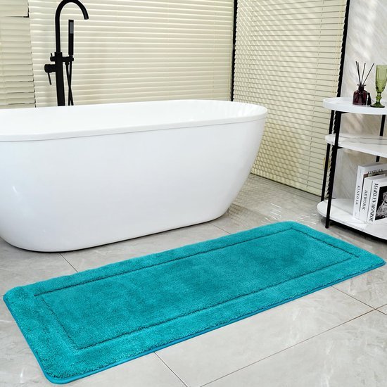 550x550-23517.jpg Unyqoos® Turquoise Hoogpolig Badkamertapijt met Antislip en Absorberende Eigenschappen