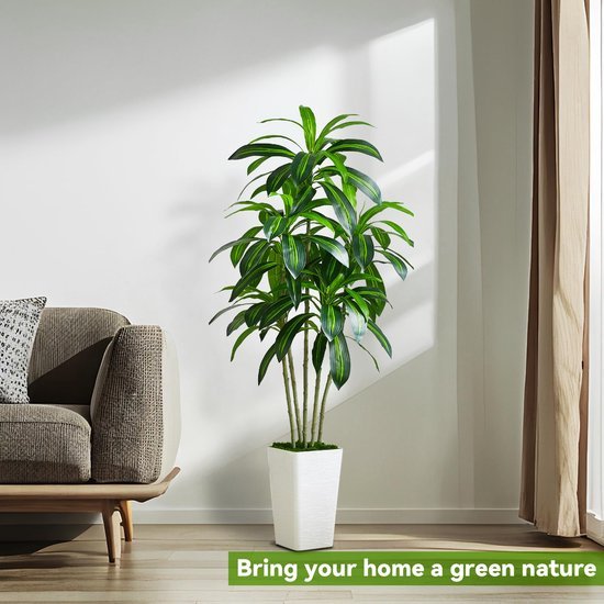 Unyqoos® Realistische kunstboom met stijlvolle witte plantenbak voor elk interieur