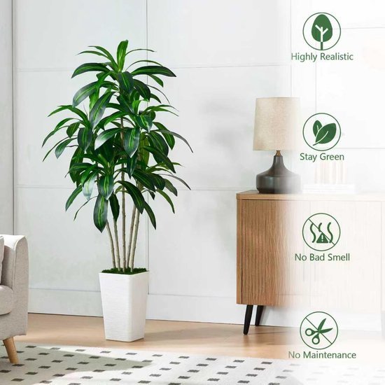 Unyqoos® Realistische kunstboom met stijlvolle witte plantenbak voor elk interieur