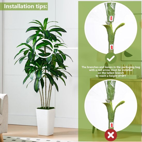 Unyqoos® Realistische kunstboom met stijlvolle witte plantenbak voor elk interieur