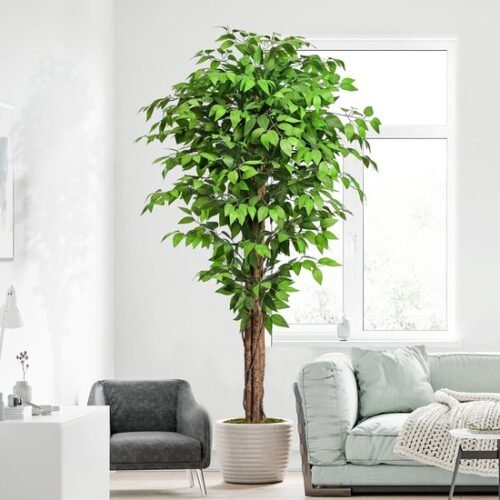 Unyqoos® Levensechte kunstficusboom van 188 cm met mosbedekte pot voor interieurdecoratie