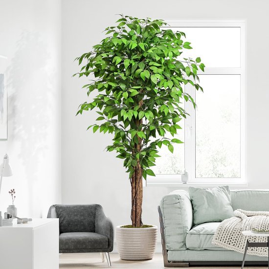 Unyqoos® Levensechte kunstficusboom van 188 cm met mosbedekte pot voor interieurdecoratie