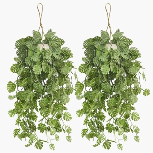 550x550-23638.jpg Unyqoos® Set van twee kunsthangplanten met realistische Monstera-bladeren en ophangtouw