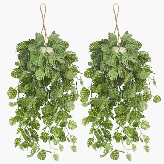 550x550-23638.jpg Unyqoos® Set van twee kunsthangplanten met realistische Monstera-bladeren en ophangtouw