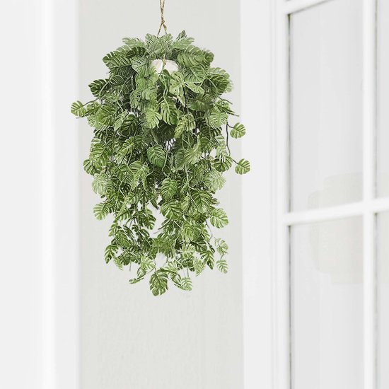 550x550-23643.jpg Unyqoos® Set van twee kunsthangplanten met realistische Monstera-bladeren en ophangtouw