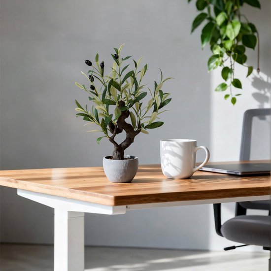 Unyqoos® Realistische kunstmatige olijfboom in stenen pot voor elk interieur