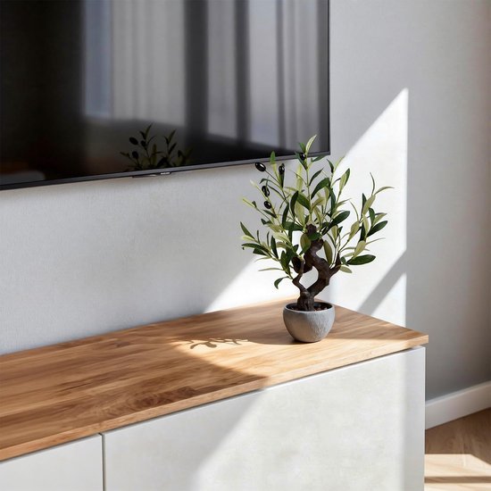 Unyqoos® Realistische kunstmatige olijfboom in stenen pot voor elk interieur