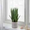 Unyqoos® Levensechte decoratieve kunstplant Sanseveria in cementpot voor interieur