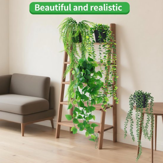 550x550-23685.jpg Unyqoos® Set van vier levensechte hangplanten met pot voor binnen en buiten