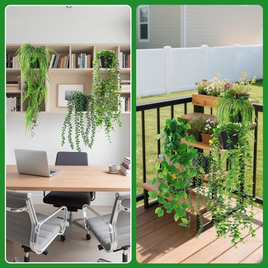 550x550-23688.jpg Unyqoos® Set van vier levensechte hangplanten met pot voor binnen en buiten