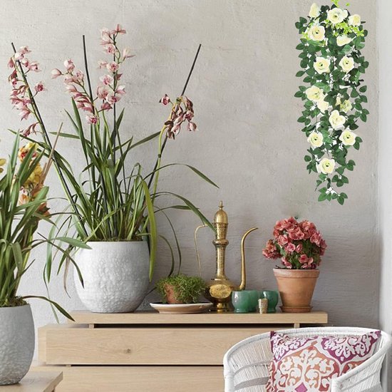550x550-23691.jpg Unyqoos® Set van twee decoratieve kunsthangplanten met levensechte witte rozen