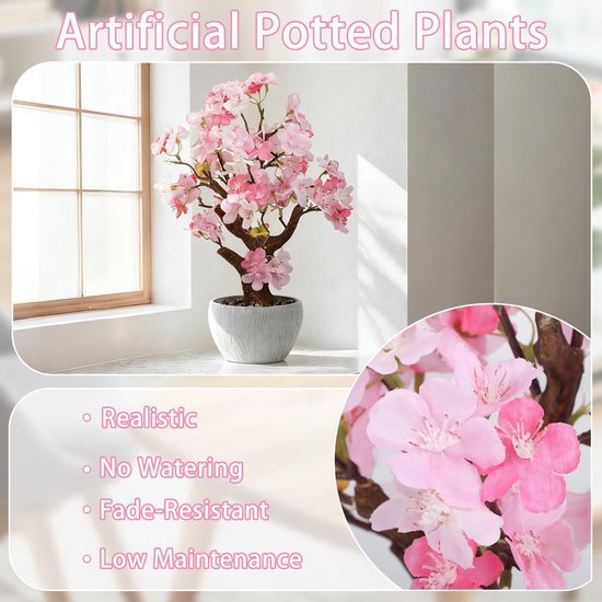 Unyqoos® Realistische kunstbloesem in stenen pot voor interieurdecoratie