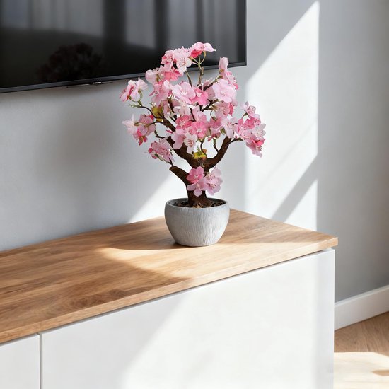 Unyqoos® Realistische kunstbloesem in stenen pot voor interieurdecoratie