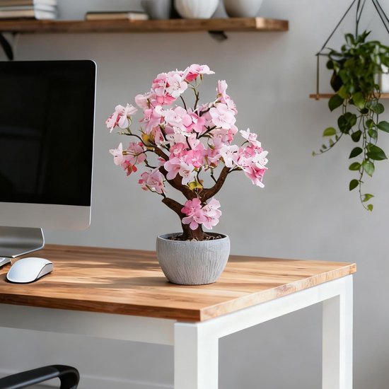Unyqoos® Realistische kunstbloesem in stenen pot voor interieurdecoratie