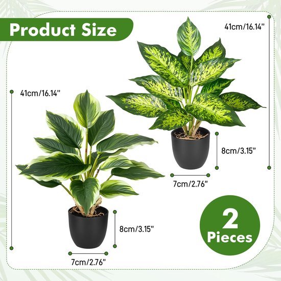 Unyqoos® Set van twee levensechte kunstplanten voor kleurrijke decoratie in huis