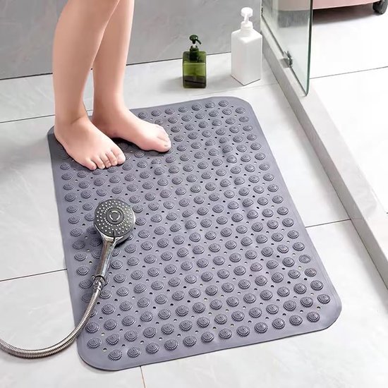 Unyqoos® Grijze antislip badmat 48x48 cm voor veilige en comfortabele badervaring