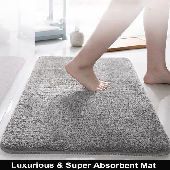 Unyqoos® Grijze badmatset met antislip en hoge waterabsorptie voor badkamer