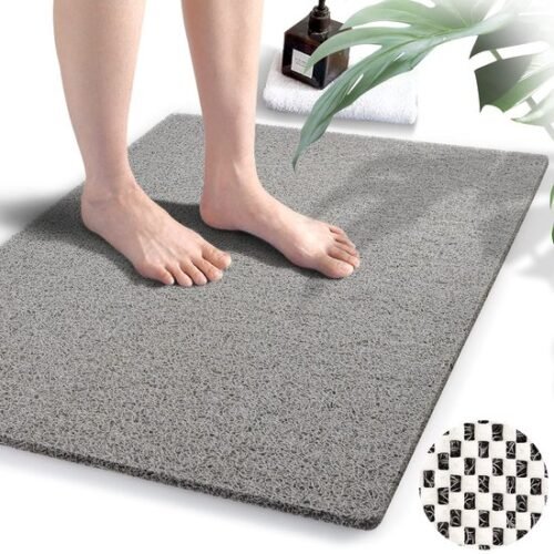 Unyqoos® Grijze antislip douchemat zonder zuignappen 50 x 87 cm voor veilige badkamers