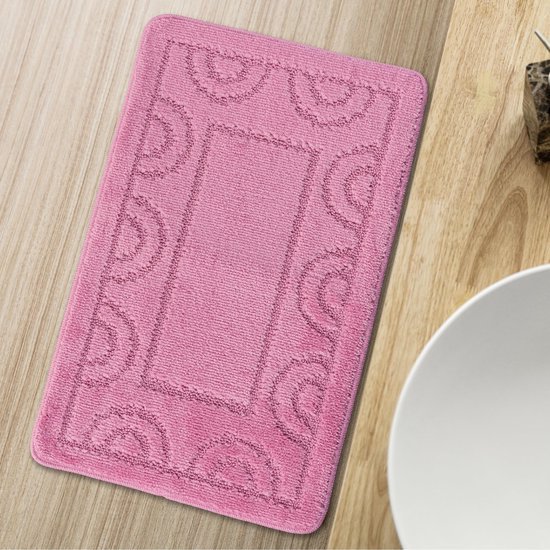 Unyqoos® Zachtroze rechthoekige badkamertegel met antislip en sneldrogende eigenschappen