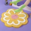 Unyqoos® Zachte en Pluizige Bloemvormige Badmat voor Badkamer en Toilet, Antislip en Waterabsorberend, 65 x 65 cm, Geel