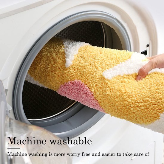 Unyqoos® Zachte en Pluizige Bloemvormige Badmat voor Badkamer en Toilet, Antislip en Waterabsorberend, 65 x 65 cm, Geel