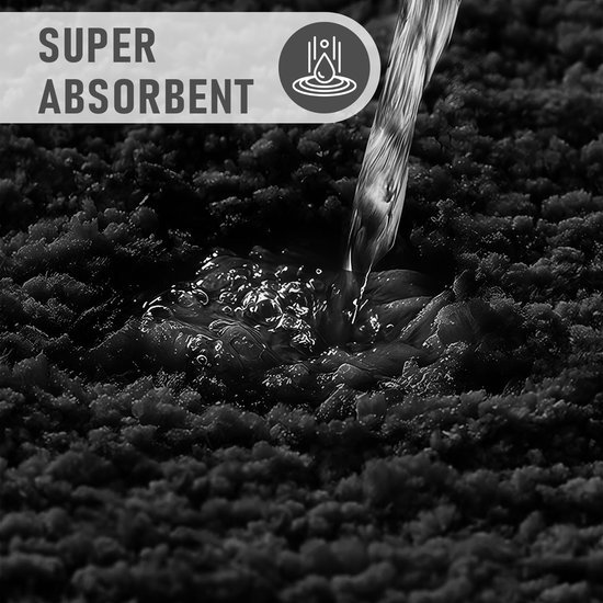 Unyqoos® Zwarte absorberende badmat van microvezel met antislip en wasbaar ontwerp