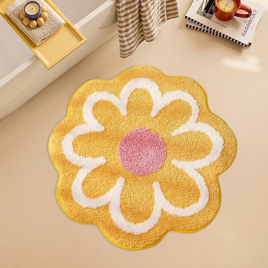 Unyqoos® Zacht en absorberend vloerkleed met bloemdesign voor diverse ruimtes 40x40 cm