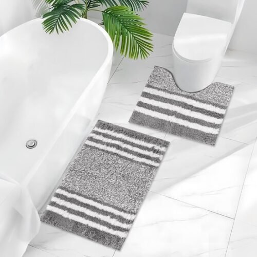 Unyqoos® Twee-delige set badmatten met antislip en hoge absorptie in donkergrijs