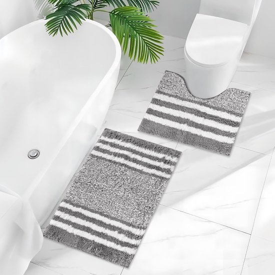 550x550-23873.jpg Unyqoos® Twee-delige set badmatten met antislip en hoge absorptie in donkergrijs