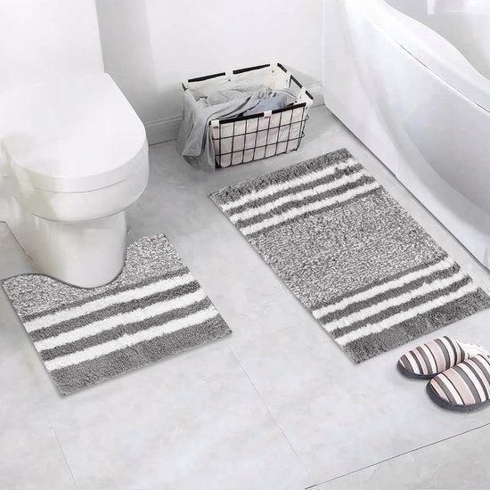 550x550-23875.jpg Unyqoos® Twee-delige set badmatten met antislip en hoge absorptie in donkergrijs
