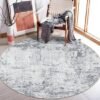 Unyqoos® Moderne ronde vloerkleed 135 cm grijs abstract design voor woonkamer