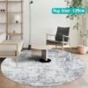 Unyqoos® Moderne ronde vloerkleed 135 cm grijs abstract design voor woonkamer