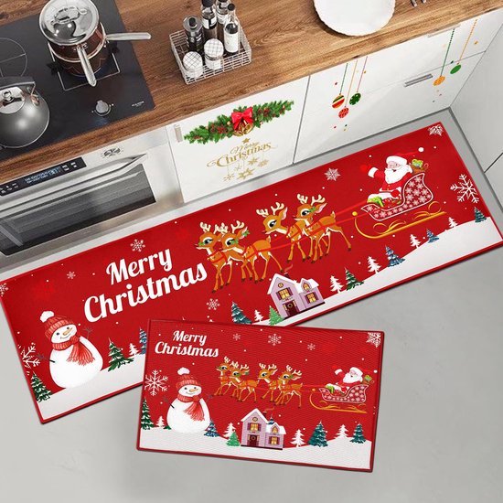 550x550-23908.jpg Unyqoos® Wasbaar kersttapijt met antislip en kerstmanprint voor diverse ruimtes