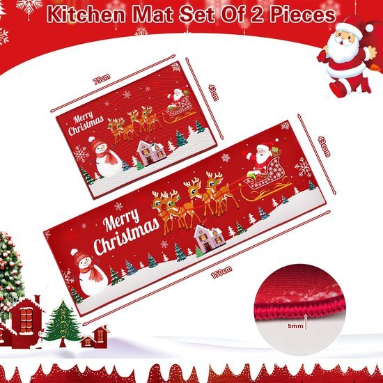 550x550-23909.jpg Unyqoos® Wasbaar kersttapijt met antislip en kerstmanprint voor diverse ruimtes