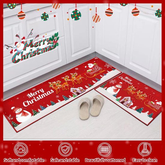 550x550-23913.jpg Unyqoos® Wasbaar kersttapijt met antislip en kerstmanprint voor diverse ruimtes