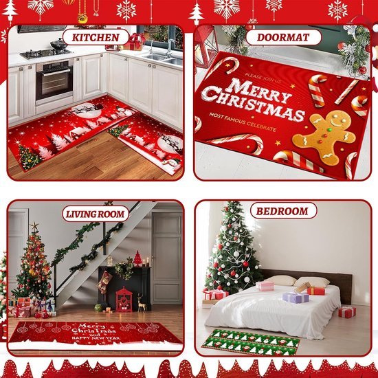 550x550-23914.jpg Unyqoos® Wasbaar kersttapijt met antislip en kerstmanprint voor diverse ruimtes