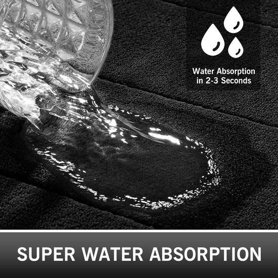 Unyqoos® Zwarte ultrazachte badmat van traagschuim met antislip en absorberende eigenschappen