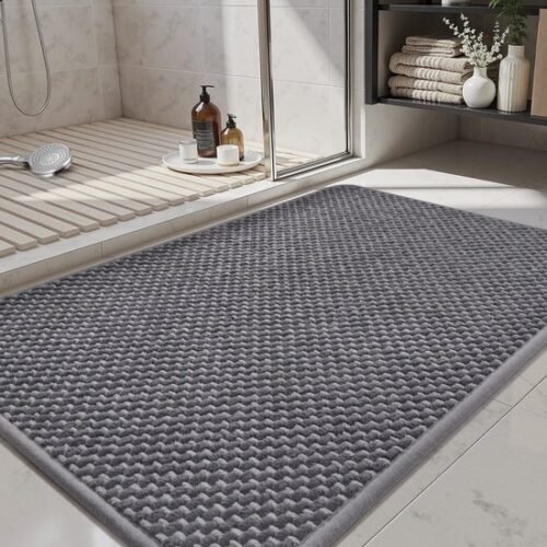 Unyqoos® Absorberende en Antislip Chenille Badmat in Donker- en Lichtgrijs 40x120 cm