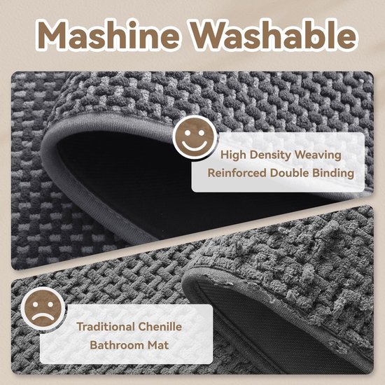 550x550-23973.jpg Unyqoos® Absorberende en Antislip Chenille Badmat in Donker- en Lichtgrijs 40x120 cm