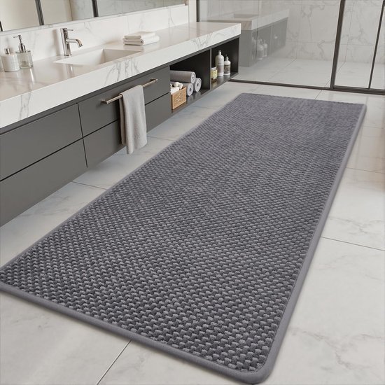 550x550-23974.jpg Unyqoos® Absorberende en Antislip Chenille Badmat in Donker- en Lichtgrijs 40x120 cm