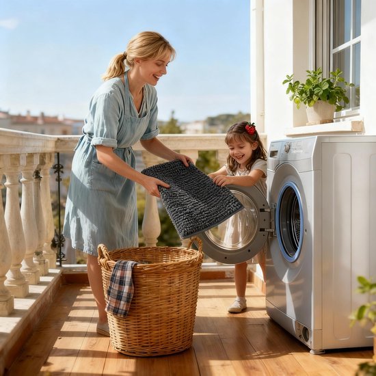 Unyqoos® Donkergrijze Chenille Badmat 40x60 cm met Antislip en Sneldrogend Effect