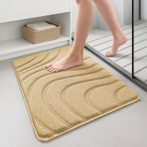 Unyqoos® Zachte antislip badmat van microvezel met golfpatroon voor badkamer
