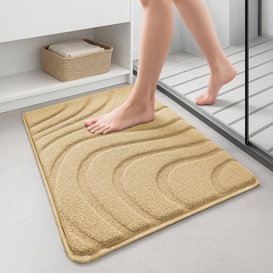 Unyqoos® Zachte antislip badmat van microvezel met golfpatroon voor badkamer