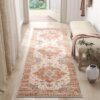 550x550-24051.jpg Unyqoos® Wasbare laagpolige retro loper in baksteenrood voor woonkamer en hal