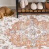 550x550-24053.jpg Unyqoos® Wasbare laagpolige retro loper in baksteenrood voor woonkamer en hal