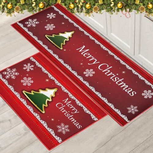 Unyqoos® Wasbare kersttapijten set met antislip voor binnen en keuken decoratie