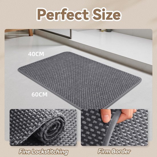 550x550-24083.jpg Unyqoos® Absorberende en Antislip Chenille Badmat in Donker- en Lichtgrijs, 40x60 cm