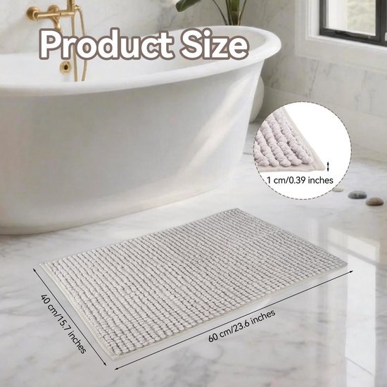 Unyqoos® Zachte en absorberende badmat van chenille voor badkamer comfort
