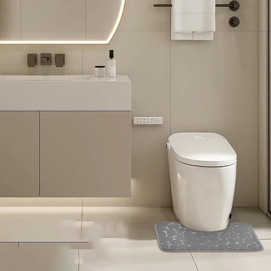 Unyqoos® Donkergrijze badmat met uitsparing en antislip voor extra veiligheid