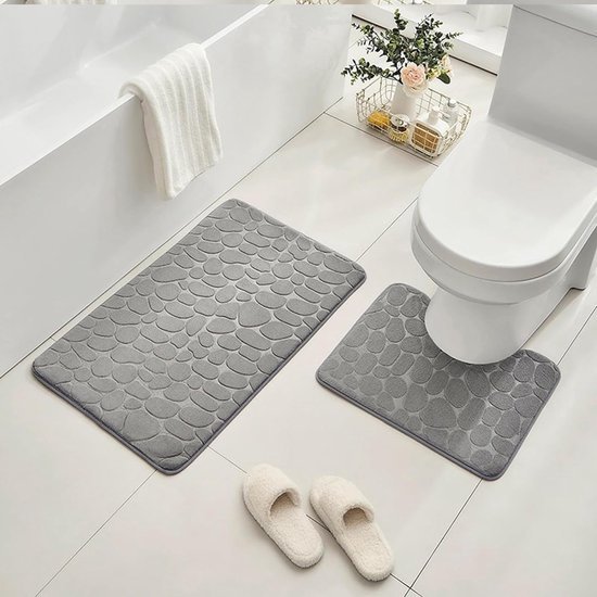 Unyqoos® Donkergrijze badmat met uitsparing en antislip voor extra veiligheid